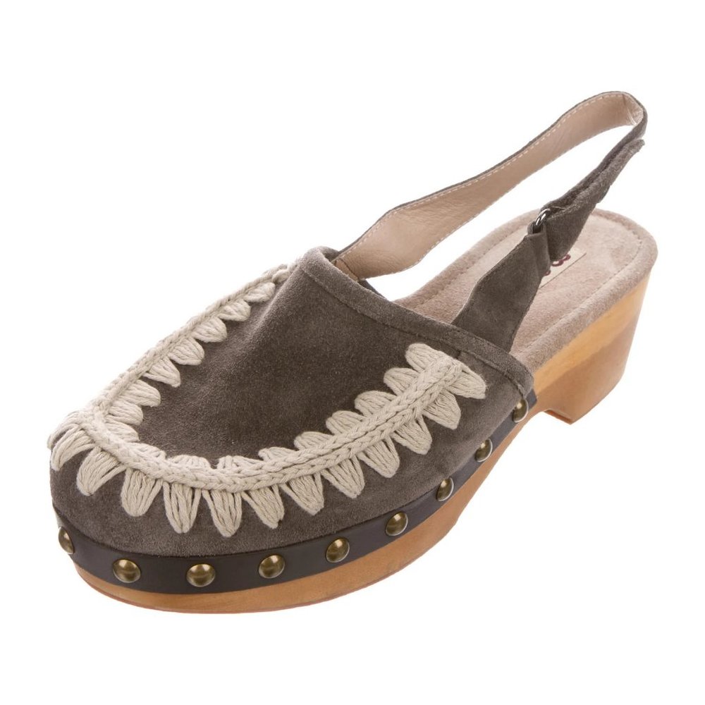Mou Suede Studded Clogs w/ Strap Sz 39